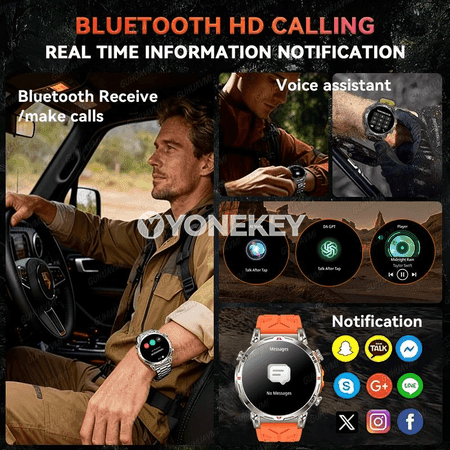 GUHUAVMI KC93 GPS sport akylly sagat, 5ATM suw geçirmez, Bluetooth jaňly