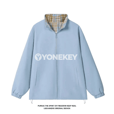 Erkekler üçin ýaz-gyş ziply ýeňil gök jaket, gündelik