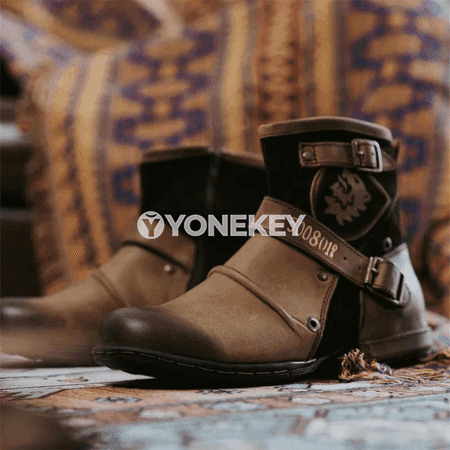 Erkekler üçin retro deri aýak bilek ädikleri, klassik kowboy stili