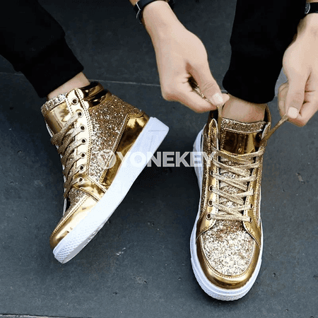 Erkekler üçin ýokary boýunly şineşen sport ädikler, moda gündelik köwüş