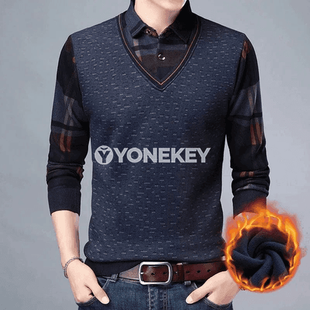 Erkekler üçin gyş- güýz ýyly polo boýun switer, fleýsli