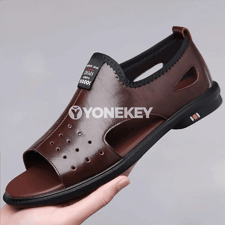 Erkekler üçin ýeňil dem alýan gaýyş sandallar, öýkenmeýän, slip-on