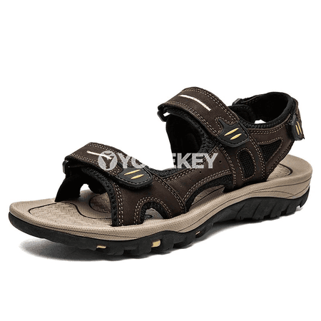 Hakyky deri erkek sandalylary, uly ölçegli, tomus üçin rahat