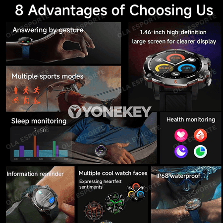 5ATM suw geçirmeýän GPS akylly sagat, sport üçin