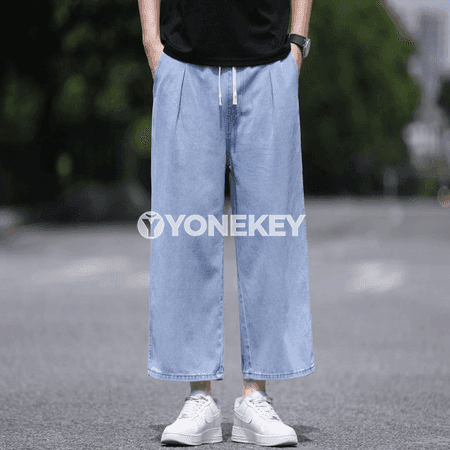 Erkekler üçin giň kesimli ýaz-güýz jeans balak