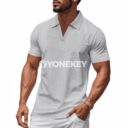 Erkekler üçin slim fit polo futbolka, ýeňil we dem alýan