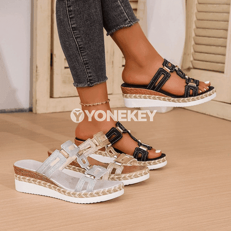 Aýal-gyzlar üçin tomusky retro aýlaw ujy rahat sandal-şypbyk