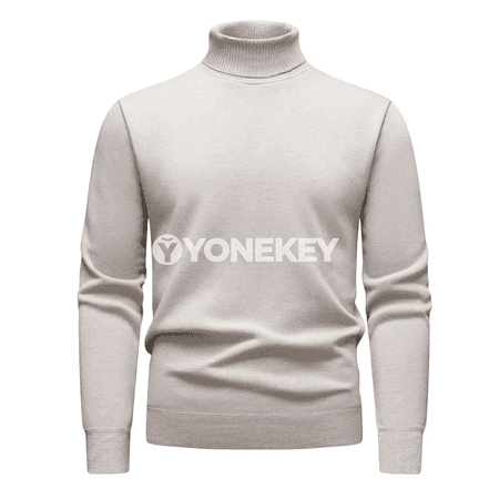 Erkekler üçin ýyly trikotaž golfikli switer, slim fit
