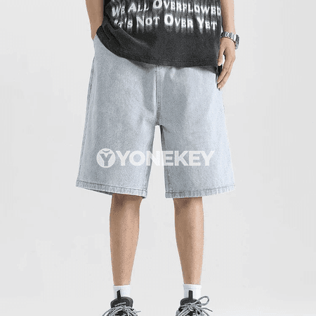 Erkekler üçin ýazky denim şortikler, rahat kesim