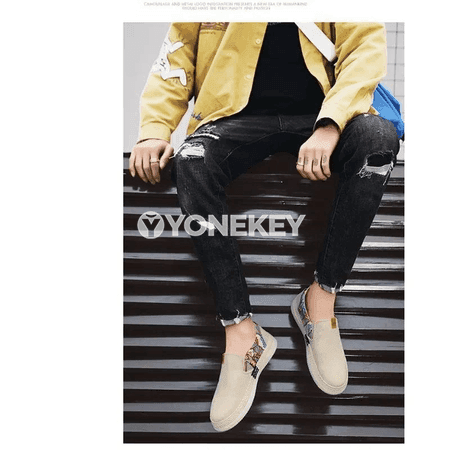 Erkekler üçin ýazlyk slip-on kanwa espadril köwüşleri, dem alýan gündelik model