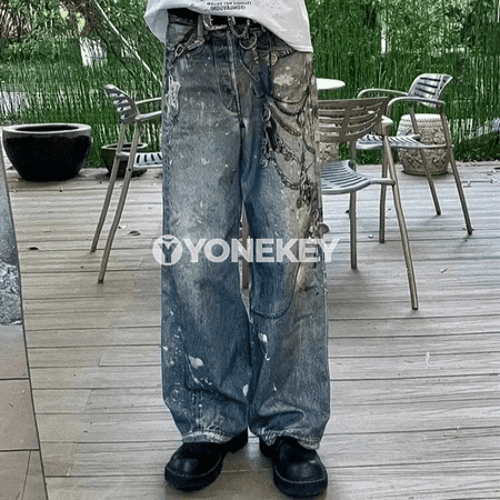 Aýallar üçin ýokary belli giň balakly jeans, 2025 moda