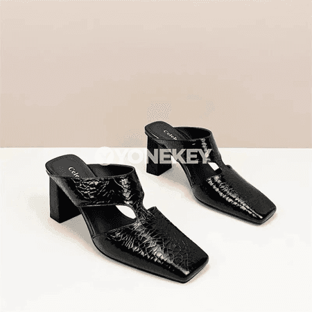 Aýal üçin moda sandal, kwadrat uçly, pes ökjeli, gündelik geýim