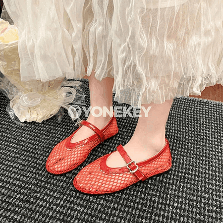 Dem alýan mesh ballet aýakgaplar, ýaz-ýazky tekiz sandal