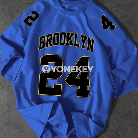 Erkekler üçin Brooklyn 24 ýazgyly rahat futbolka