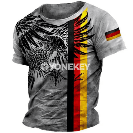 Germaniýa erkek futbolkasy, baýdakly çap, giň kesim, tomuslyk rahat model