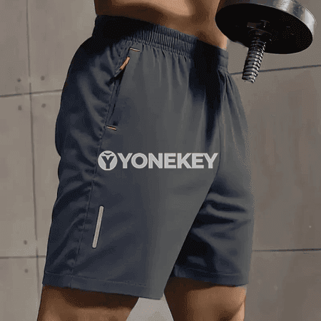 Erkekler üçin ýeňil sport şortik — elastik boýun, dem alýan ýazky model