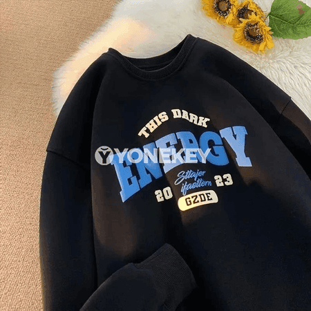 Erkekler üçin uzyn ýeňli giň switer, ýazgy çaply, M-8XL