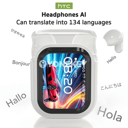 HTC NE20 AI terjimeçi TWS nauşnikleri, LCD ekranly, Bluetooth 6.0