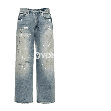 Erkekler üçin 2025 güýz-gyzyl retro giň kesimli jeans