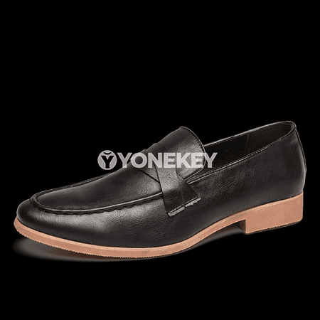 Erkekler üçin klassik deri loafers, ofis we resmi ýagdaýlar üçin