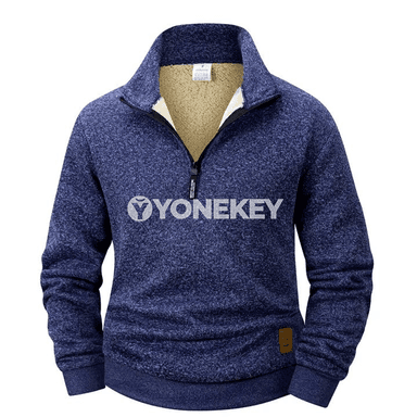 Gyş üçin ýyly fleece erkek pulower, ýarym zipli, ýokary boýunly