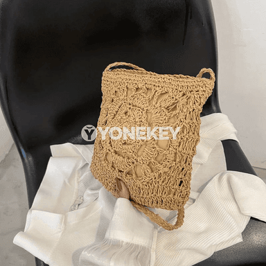 Aýal-gyzlar üçin örülen samana egin sumkasy, boho stil