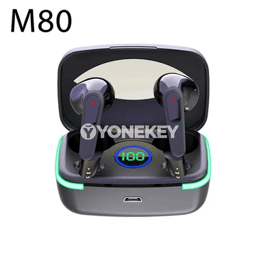 M80 TWS Bluetooth simsiz naushnik, güýçli ses we mikrofon