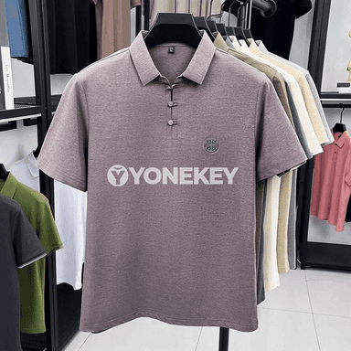 Erkekler üçin klassiki polo köýnek, gysga ýeňli, rahat we dem alýan