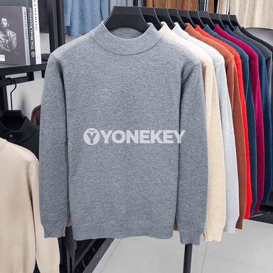 Erkekler üçin ýarym boýly ýyly switer, gündelik stil