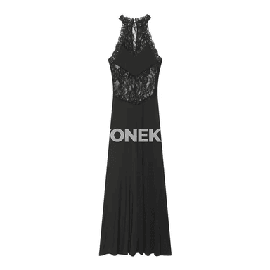 Zenanlar üçin ýeňsiz, dantelli slim fit ýazlyk oturylyşyk köýnegi