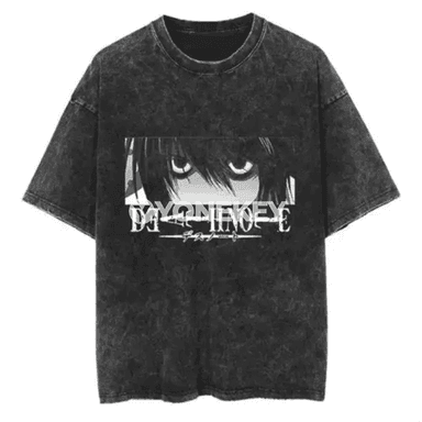 Death Note anime köýnek, uniseks, vintage washed, pagta, şäher stili