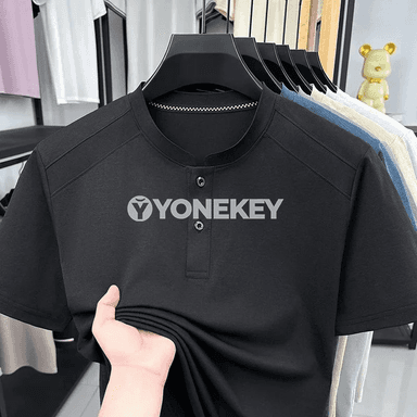 Erkekler üçin ýazlyk Henley boýunly ýeňil we dem alýan futbolka