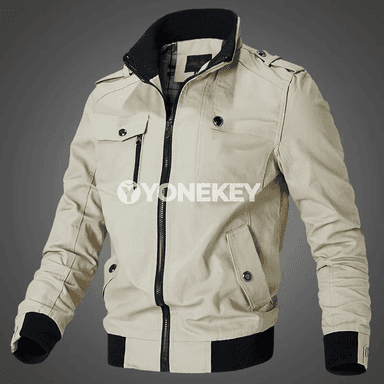 Erkek bomber penjek — ýeňil, möwsümleýin, zipli gündelik stil