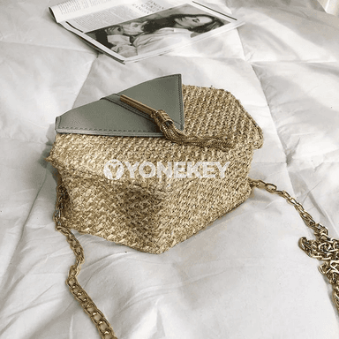 Aýallar üçin hexagon boho otly sumka, elde dokalan tomus modeli