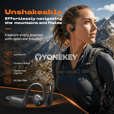Süňk arkaly Bluetooth nauşnikler, HD kamera we AI terjime funksiýasy E12