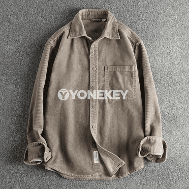 Erkekler üçin korduroý uzyn ýeňli gündelik köýnek-jaket