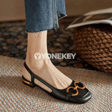 Zenanlar üçin retro sandallar, pes ökjeli elegant slip-on model