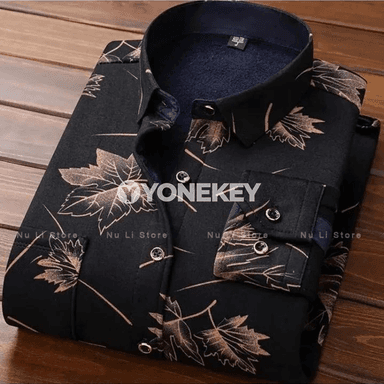 Erkekler üçin ýyly flişli plaid köýnek, uzyn ýeňli
