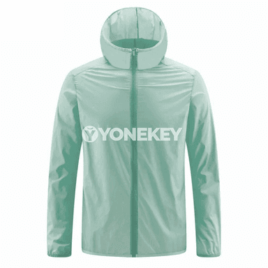Erkekler üçin ýeňil howa geçirýän gün goragly kapýuşonly jaket