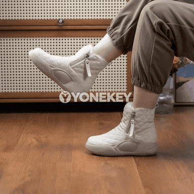 Zenanlar üçin gyşky ýyly ankle botinkalar, zipli, rahat