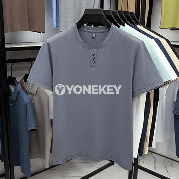 Erkekler üçin gündelik Henley boýunly ýumşak futbolka