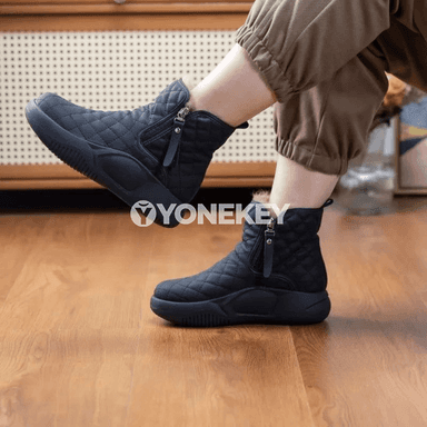 Zenanlar üçin gyşky ýyly ankle botinkalar, zipli, rahat