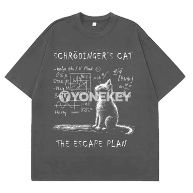 Schrodinger Cat fizikaly printli erkek-zenan üçin ýeňil futbolka