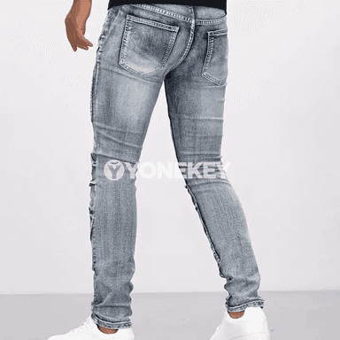 Erkekler üçin slim fit motosikl jeans jalbar
