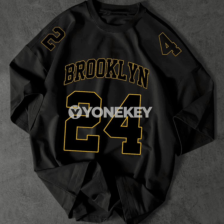 Erkekler üçin Brooklyn 24 ýazgyly rahat futbolka