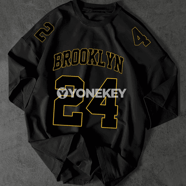 Erkekler üçin Brooklyn 24 ýazgyly rahat futbolka