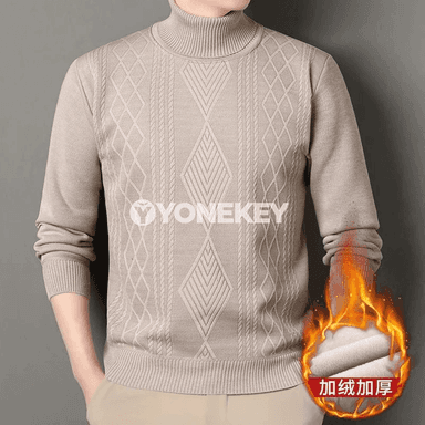 Erkekler üçin ýyly uzyn ýeňli golf switer, gyş üçin trikotaž boýunly model