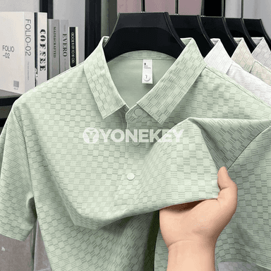 Erkekler üçin jacquard polo futbolka, ýeňil, dem alýan, ýazky-güýzki