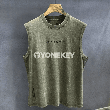 Erkekler üçin ýeňil, giň kesimli sport tank topy, ýeňsiz pagta maýka