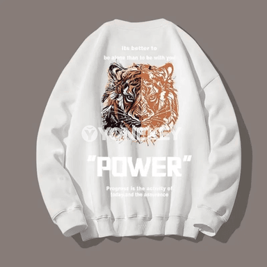 Erkekler üçin giň kesimli, ýumşak retro ýolbars çaply sweatshirtdi